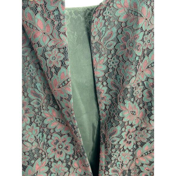 Brooks Brothers Maroon Green Lace Overlay Long Sleeve Lined Dress Size 12 - Picture 11 of 16